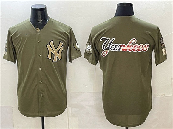 New York Yankees Team Big Logo Olive CONTON 2026 Armed Forces Day Stitched Jersey