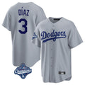 Los Angeles Dodgers #3 Edwin D¨ªaz Player Gray CONTON World Series Meet Game Stitched Jerseys
