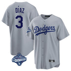 Los Angeles Dodgers #3 Edwin D¨ªaz Player Gray CONTON World Series Meet Game Stitched Jerseys