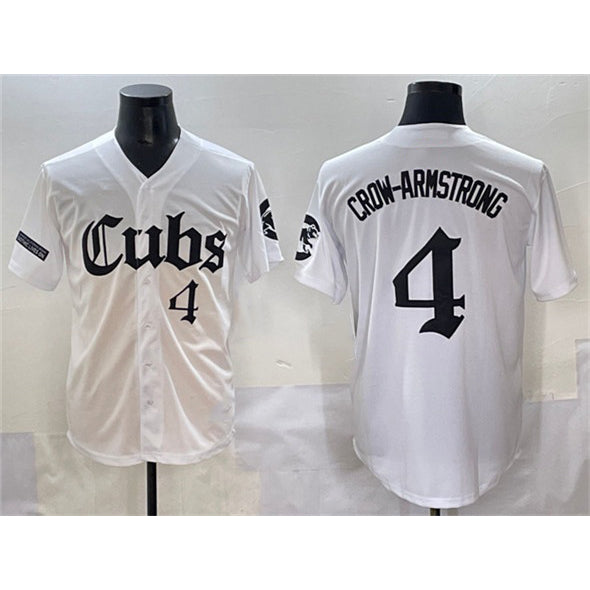 Chicago Cubs #4 Pete Crow-Armstrong White CONTON 'Gothic North Side Edition' Vapor Premier Limited Stitched Jersey