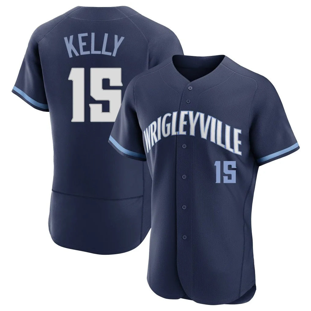 Chicago Cubs #15 Carson Kelly Player Navy CONTON City Connect Limited Elite Home Stitched Jerseys