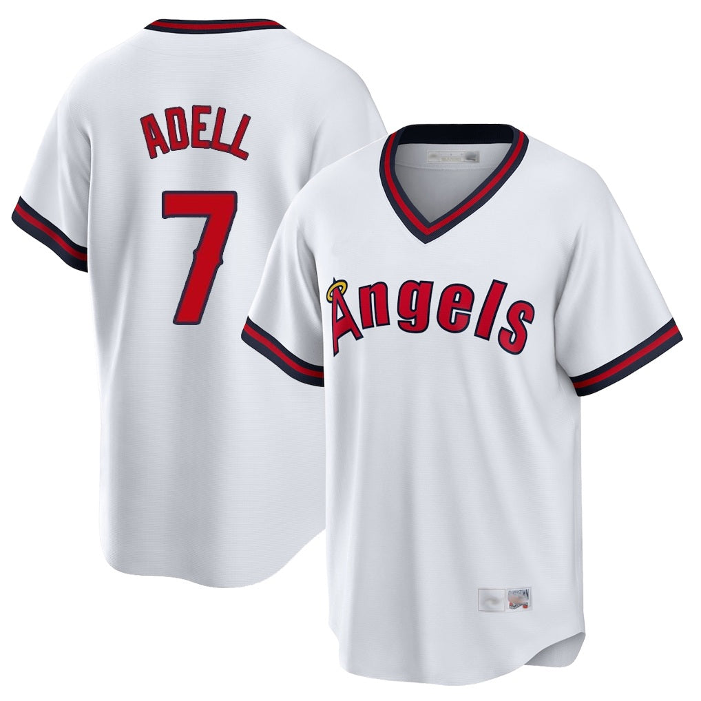 Los Angeles Angels #7 Jo Adell Player White CONTON T-shirt Home Game Stitched Jerseys