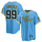 Milwaukee Brewers #99 Gary Sanchez Player Light Blue CONTON City Connect Home Game Stitched Jerseys