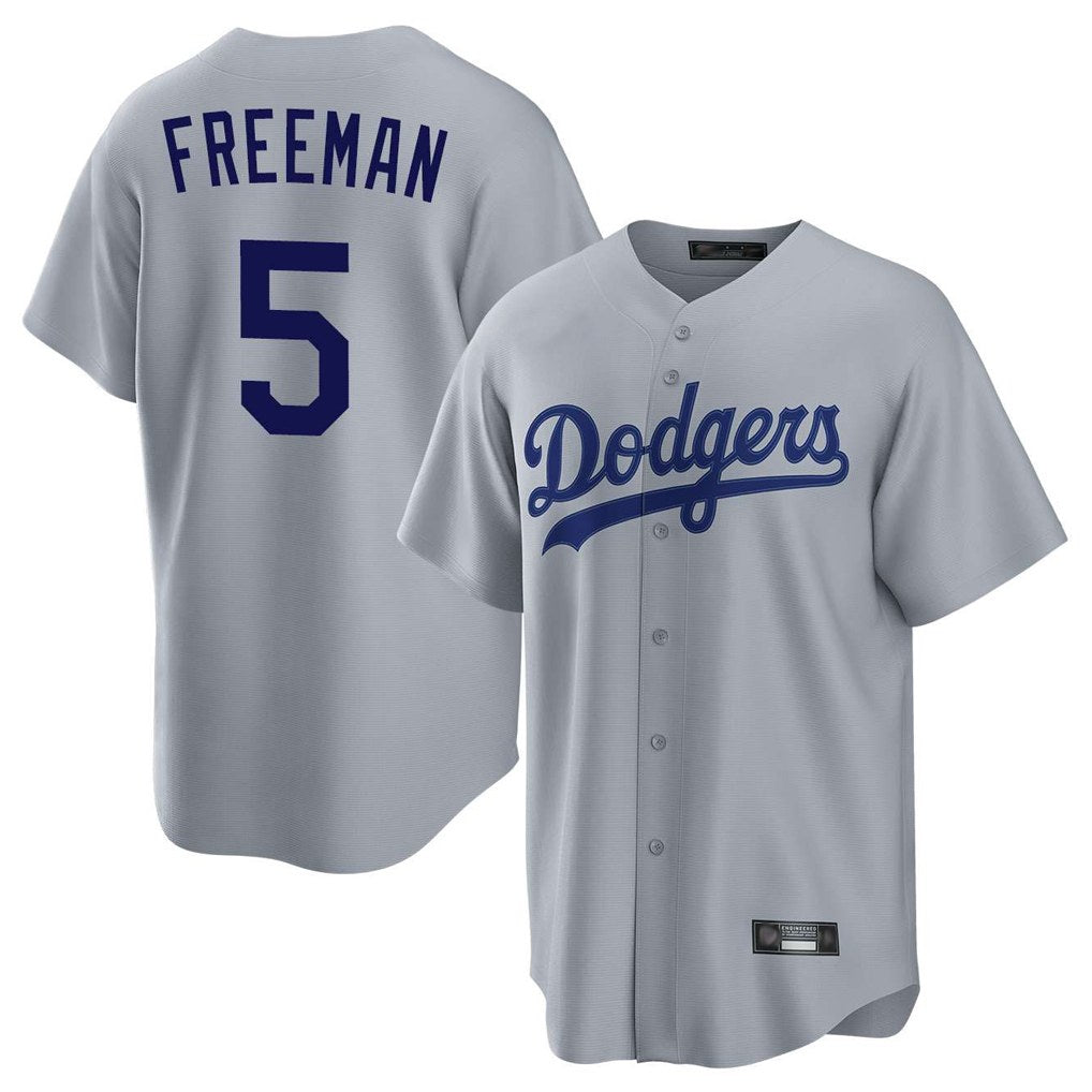 Los Angeles Dodgers #5 Freddie Freeman Player Gray CONTON Game Stitched Jerseys