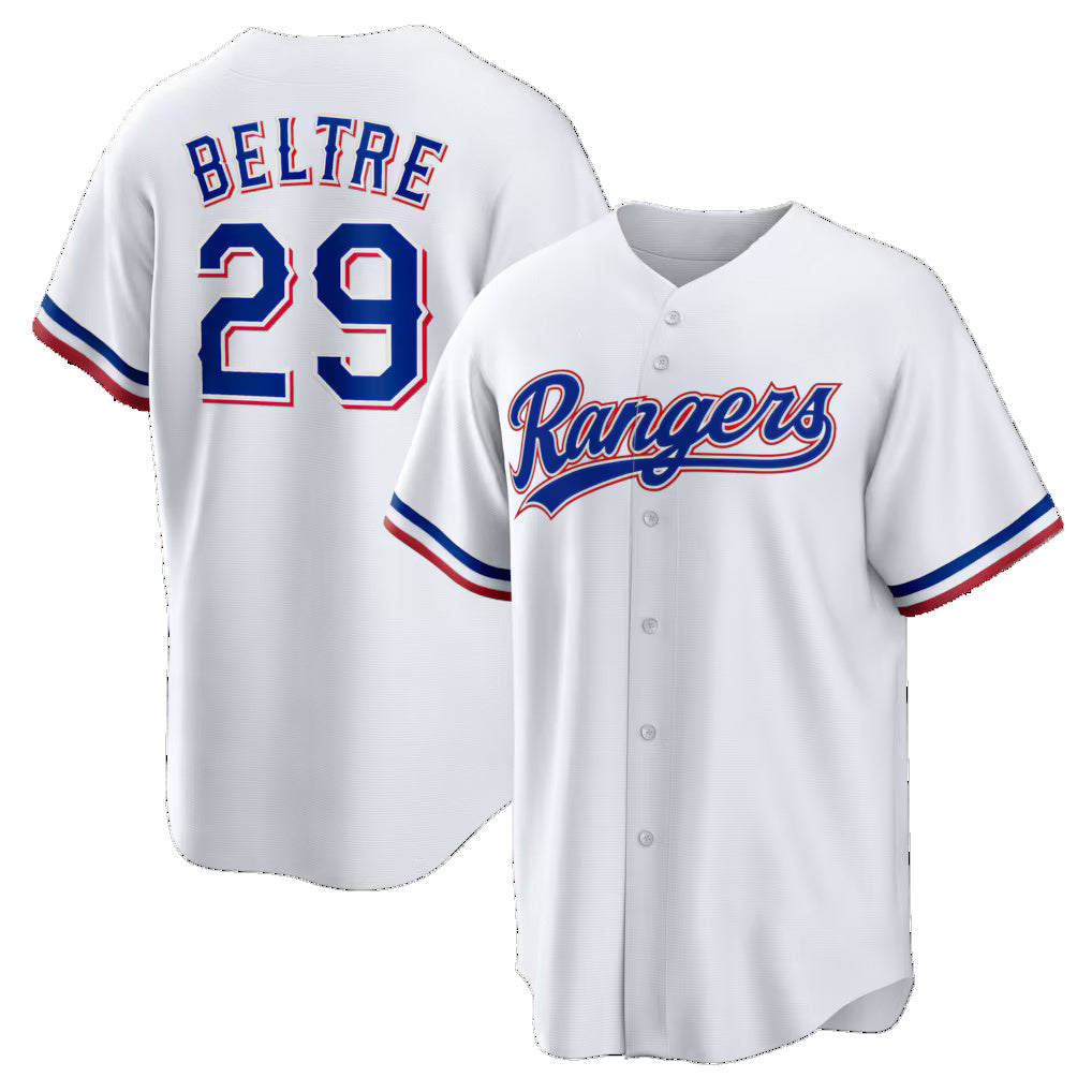 Texas Rangers #29 Adrian Beltre White CONTON Home Retired Player Replica Jersey