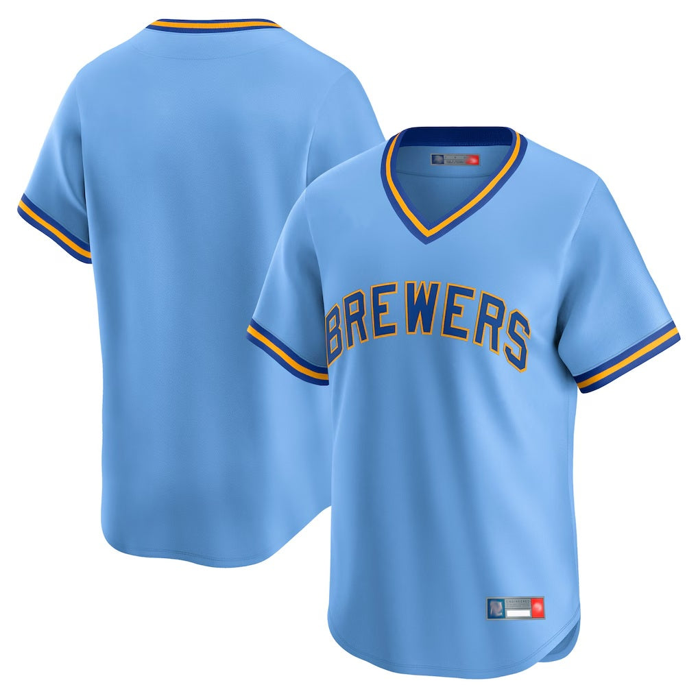 Milwaukee Brewers Blank Player Light Blue CONTON Cooperstown Collection T-shirt Stitched Jerseys