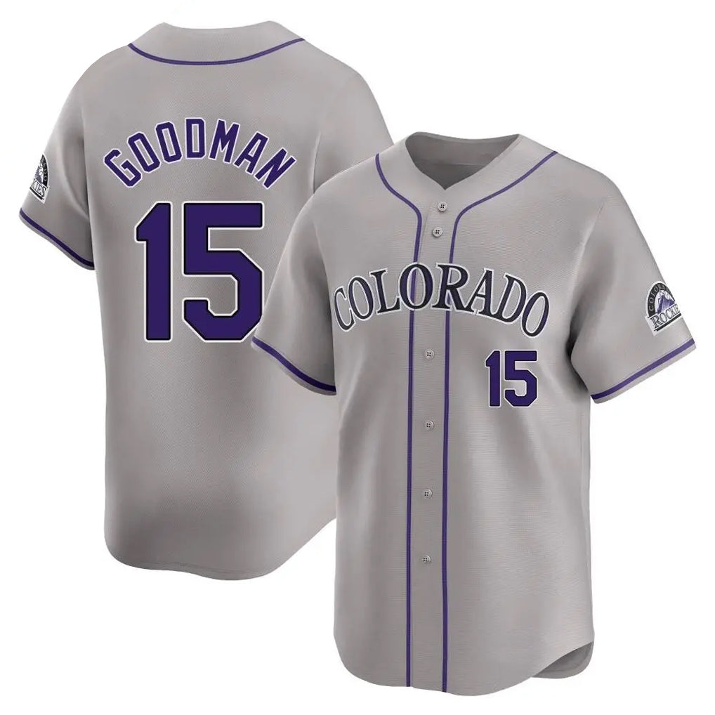 Colorado Rockies #15 Hunter Goodman Player Gray CONTON Limited Home Stitched Jerseys