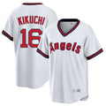 Los Angeles Angels #16 Yusei Kikuchi Player White CONTON T-shirt Home Game Stitched Jerseys