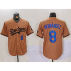 Los Angeles Dodgers #8 Kike Hernandez Number Olive CONTON Cool Base Limited Stitched Jerseys