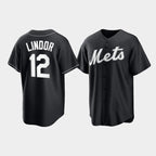 New York Mets #12 Francisco Lindor Black CONTON Cool Base Stitched Jersey