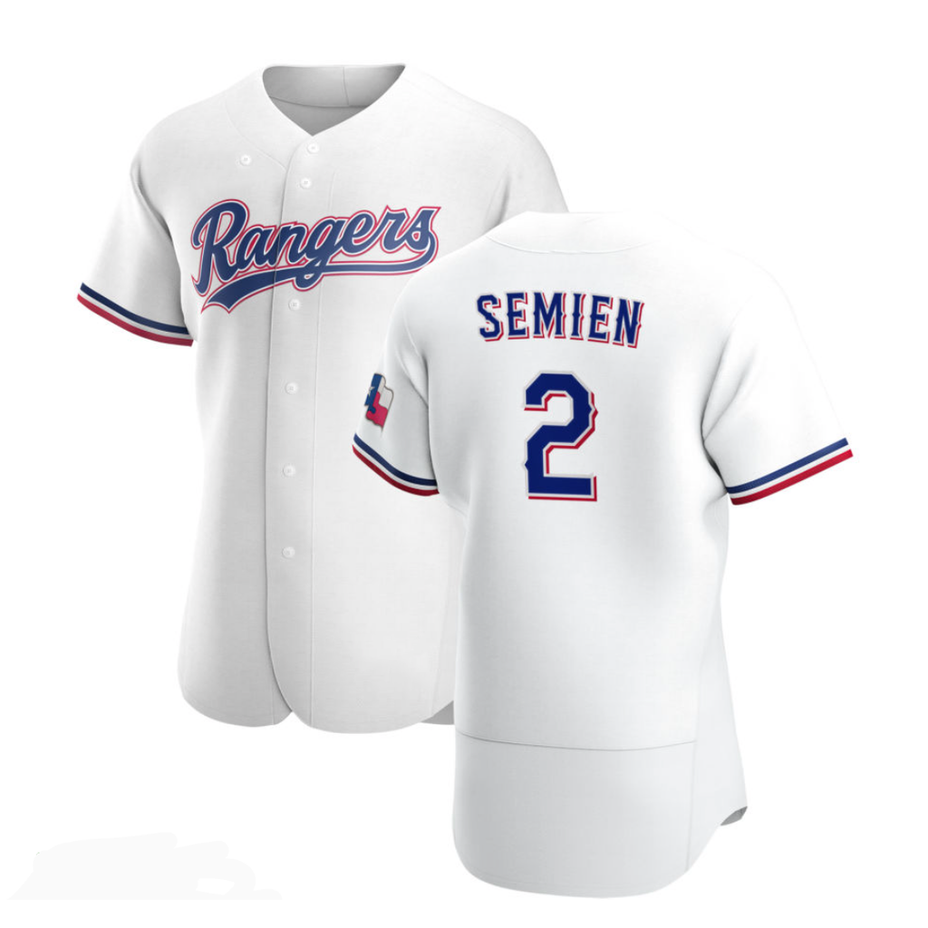 Texas Rangers #2 Marcus Semien White CONTON Stitched Flex Base Jersey