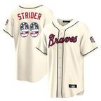 Atlanta Braves #99 Spencer Strider Player Cream CONTON USA 250 Fourth Of July Limited Home Game Stitched Jerseys