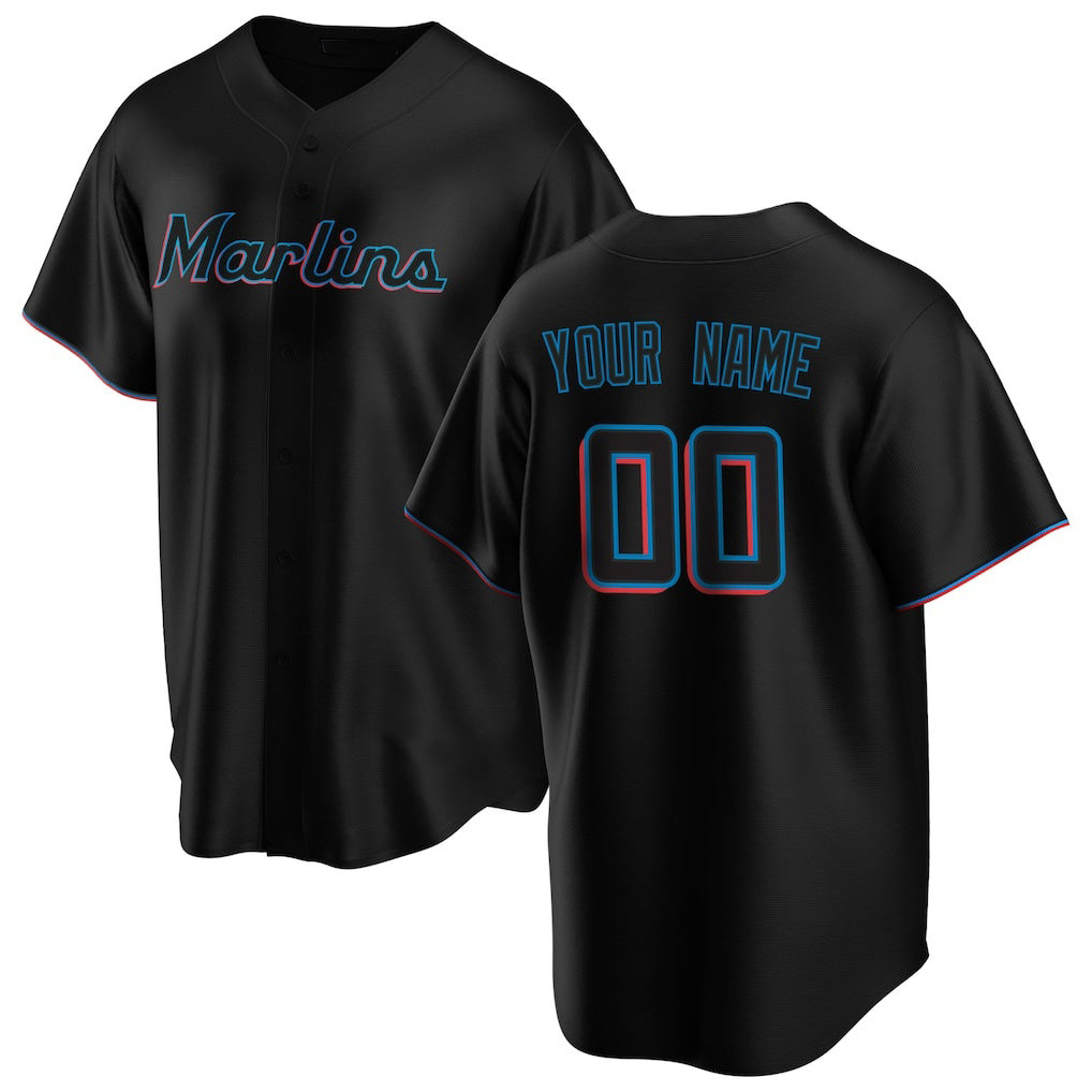Custom Miami Marlins Black CONTON Alternate Replica Jersey