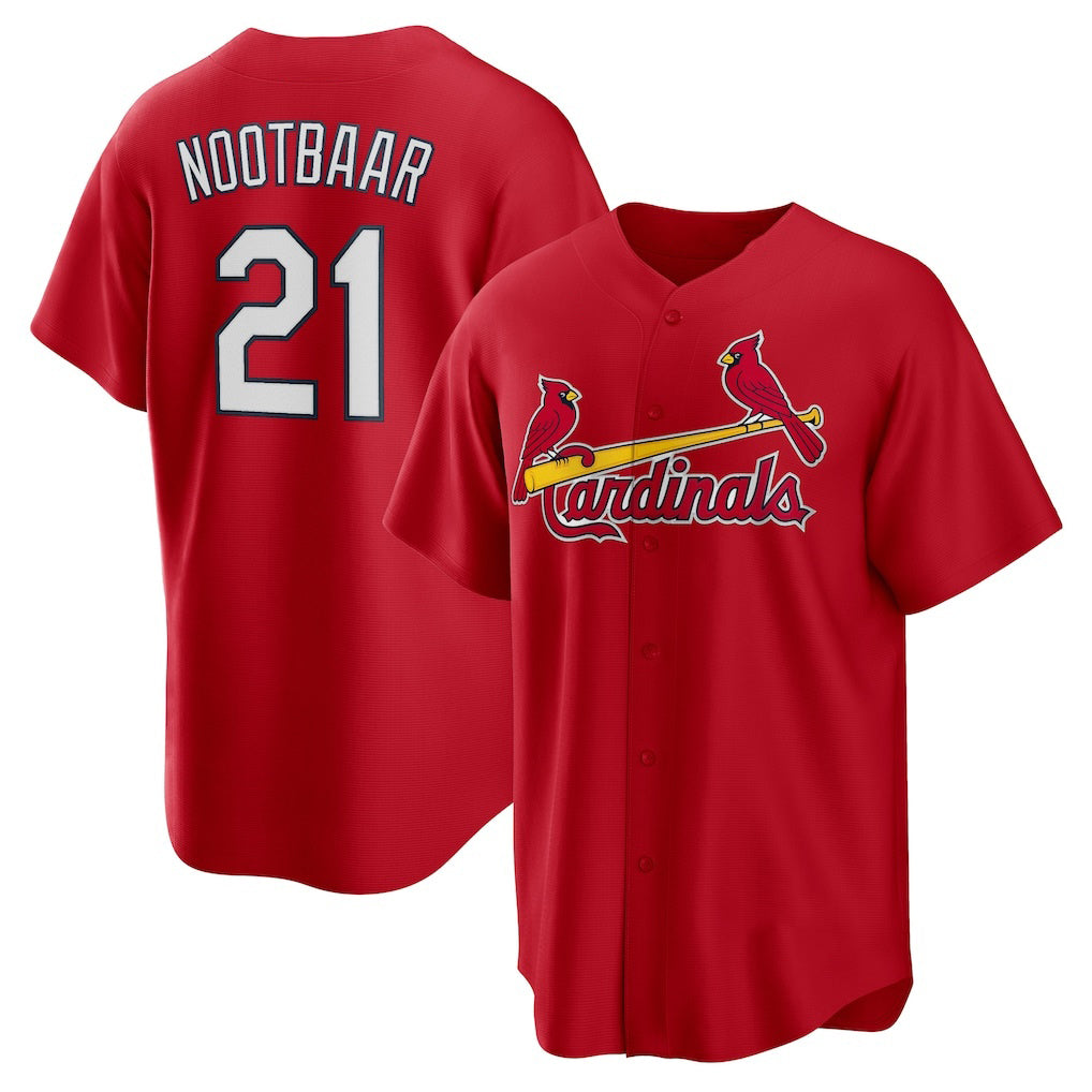 St. Louis Cardinals #21 Lars Nootbaar Red CONTON Big & Tall Alternate Replica Player Jersey