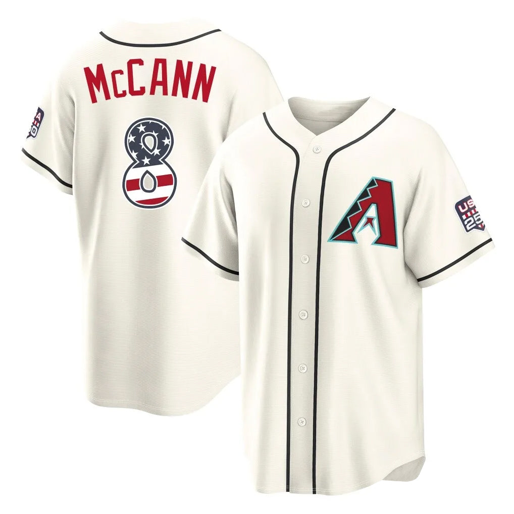 Arizona Diamondbacks #8 James McCann Player Cream CONTON USA 250 Fourth of July Home Game Stitched Jerseys
