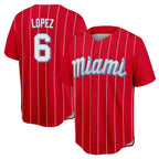 Miami Marlins #6 Otto Lopez Player Red CONTON City Connect Home Game Stitched Jerseys