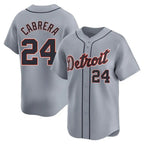Detroit Tigers #24 Miguel Cabrera Player Gray CONTON Home Limited Stitched Jerseys