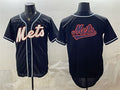 New York Mets Team Big Logo 2026 Fashion Replica Black CONTON Out Stitched Jersey