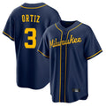 Milwaukee Brewers #3 Joey Ortiz Player Navy CONTON Home Game Stitched Jerseys