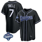 Los Angeles Dodgers #7 Blake Snell Player Black CONTON Carbon Limited World Series Meet Home Stitched Jerseys