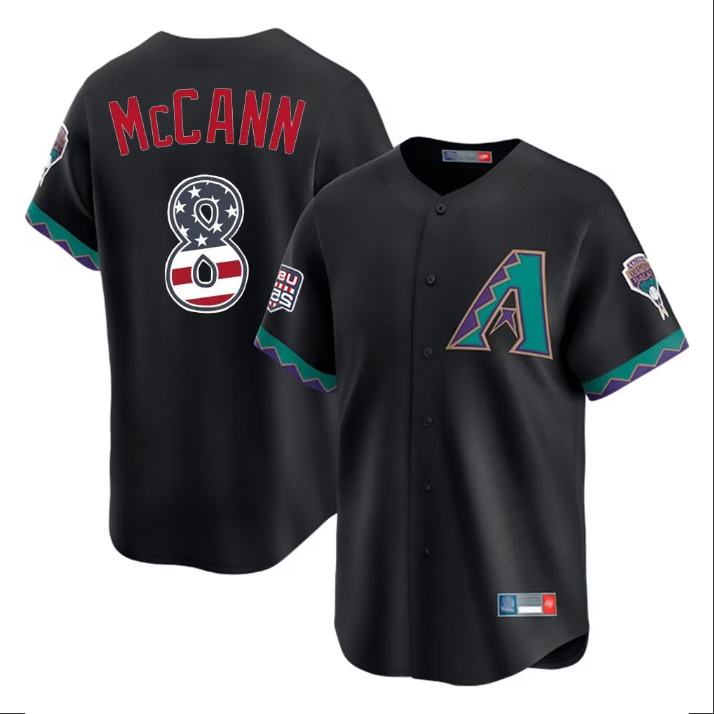 Arizona Diamondbacks #8 James McCann Player Black CONTON USA 250 Fourth of July Home Game Stitched Jerseys