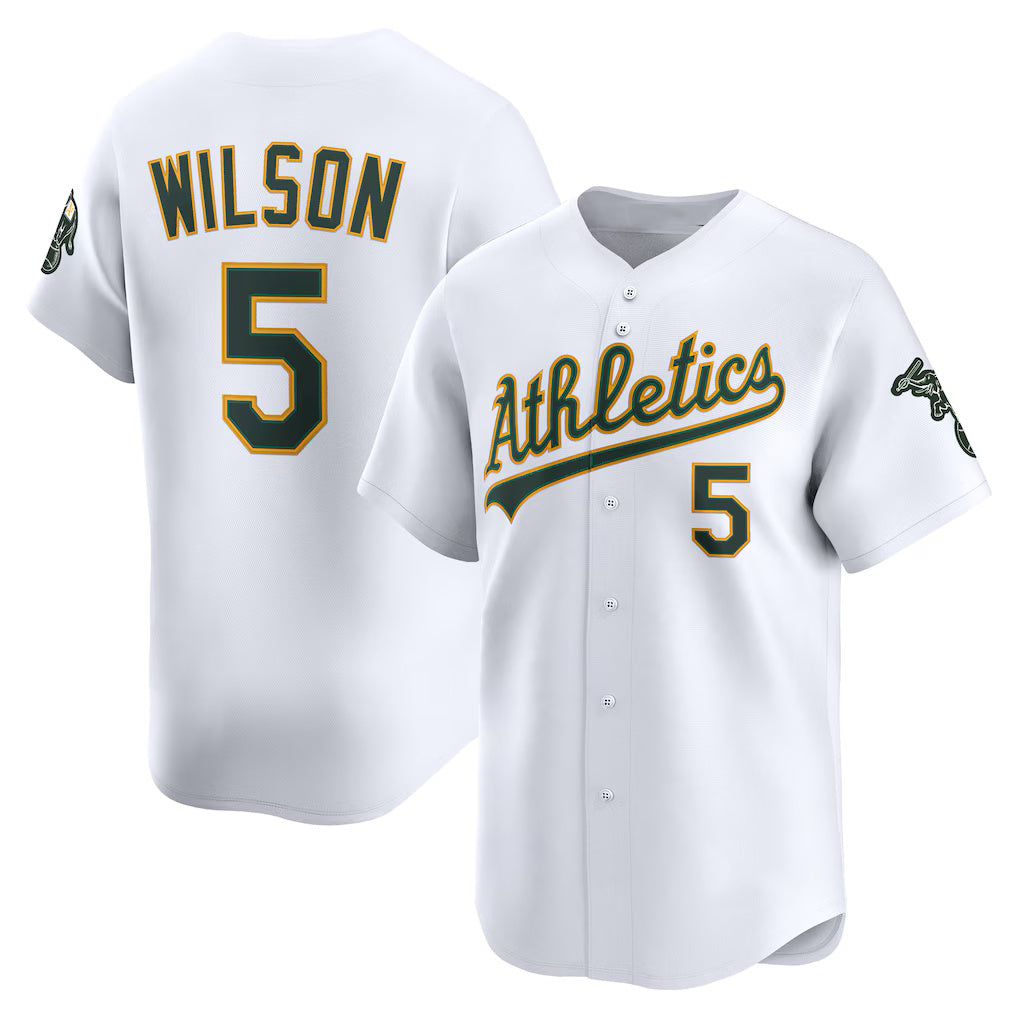 Oakland Athletics #5 Jacob Wilson White CONTON Home Limited Player Jersey