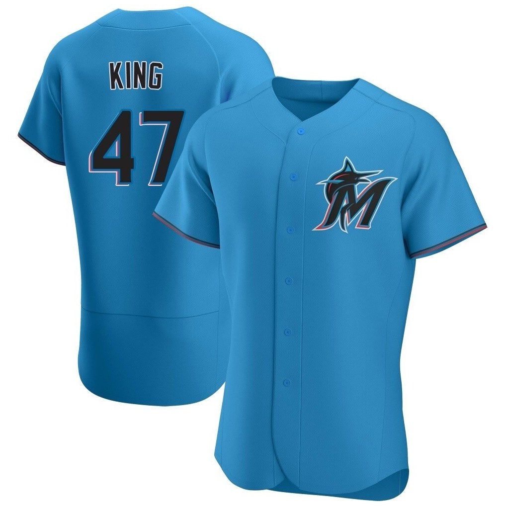 Miami Marlins #47 John King Player Blue CONTON Home Limited Elite Stitched Jerseys