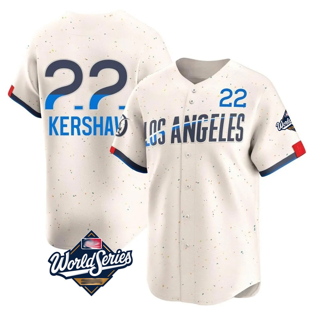 Los Angeles Dodgers #22 Clayton Kershaw Player Cream CONTON World Series City Connect Limited Home Stitched Jerseys