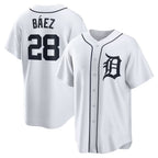 Detroit Tigers #28 Javier Baez White CONTON Home Replica Player Jersey