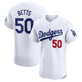 Los Angeles Dodgers #50 Mookie Betts White CONTON Home Elite Jersey