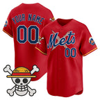 Custom New York Mets x One Piece Red CONTON Vapor Premier Limited Jersey - Stitched