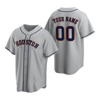 Custom Houston Astros Gray CONTON Stitched Cool Base Road Jersey