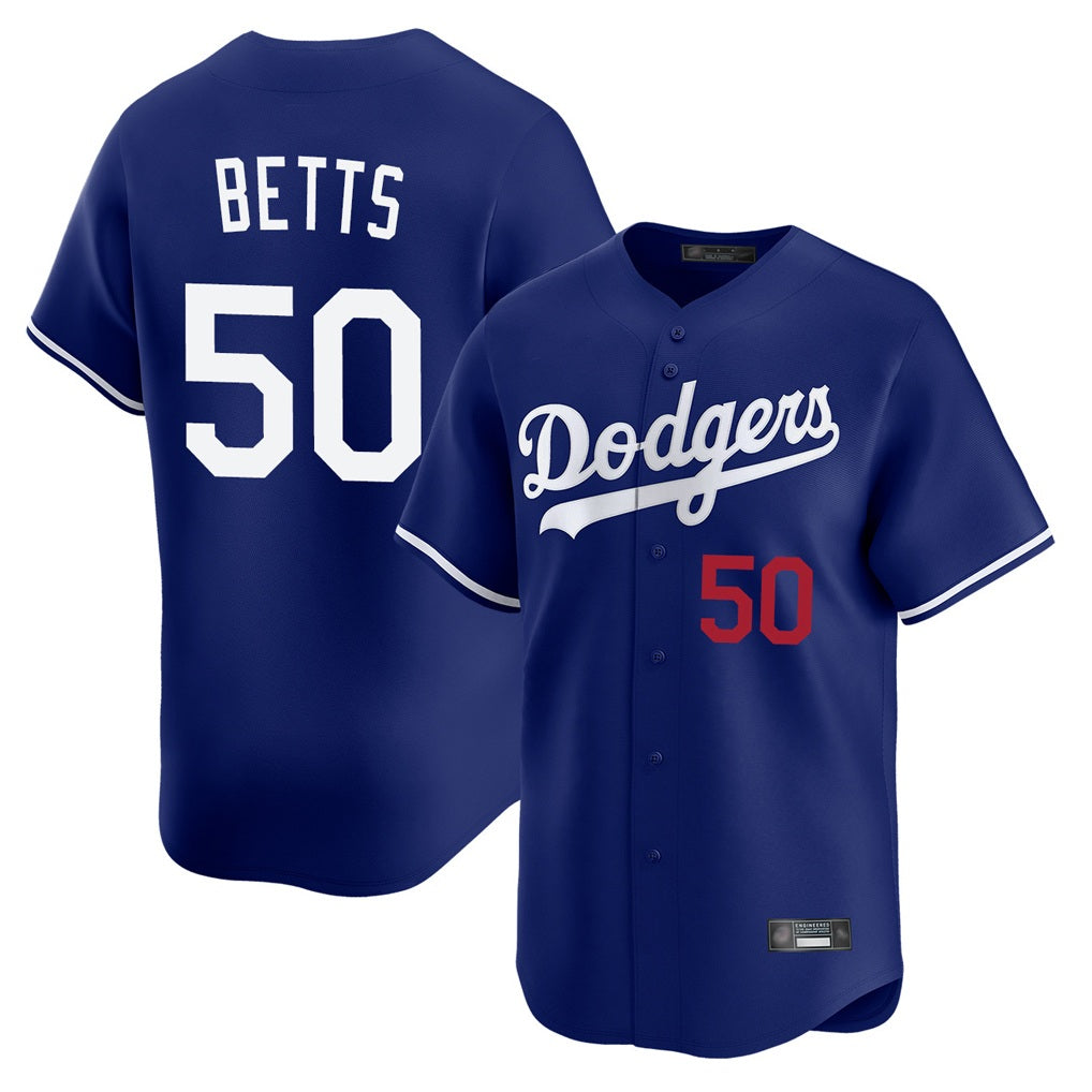 Los Angeles Dodgers #50 Mookie Betts Player Royal CONTON Limited Home Stitched Jerseys
