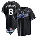 Los Angeles Dodgers #8 Enrique Hern¨¢ndez Player Black CONTON World Series Carbon Limited Home Stitched Jerseys