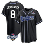 Los Angeles Dodgers #8 Enrique Hern¨¢ndez Player Black CONTON World Series Carbon Limited Home Stitched Jerseys