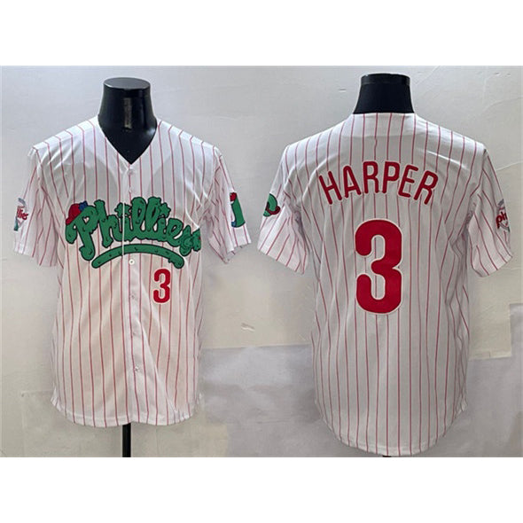 Philadelphia Phillies #3 Bryce Harper White CONTON Phanatic Limited Stitched Jersey 2