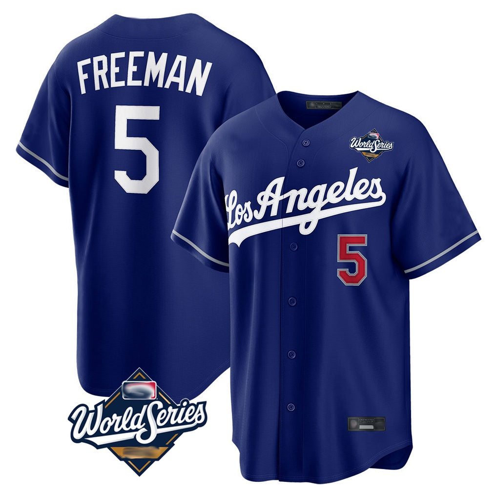 Los Angeles Dodgers #5 Freddie Freeman Player Royal CONTON World Series Game Home Stitched Jerseys
