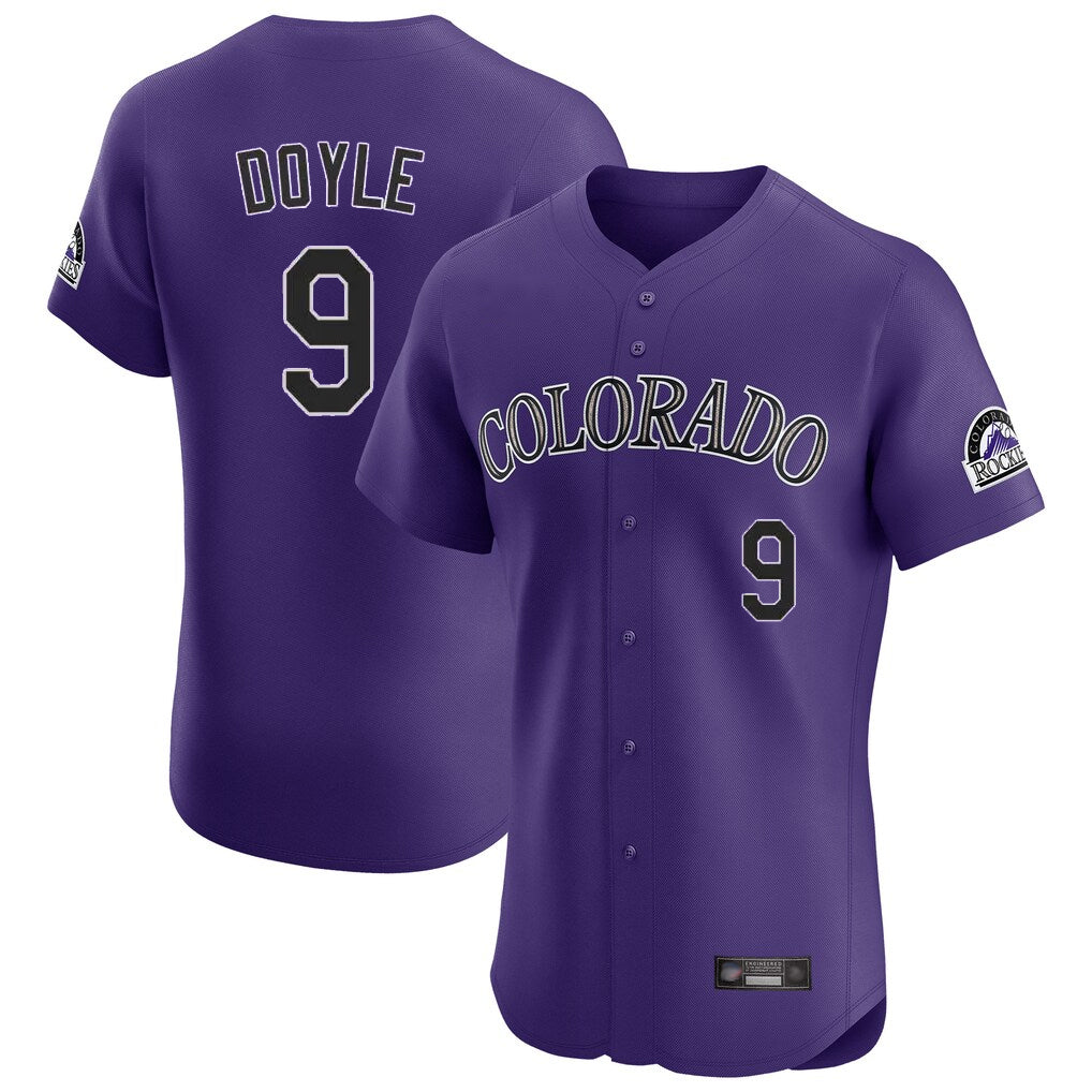 Colorado Rockies #9 Brenton Doyle Player Purple CONTON Limited Elite Home Stitched Jerseys