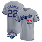 Los Angeles Dodgers #22 Clayton Kershaw Player Gray CONTON World Series Meet Limited Elite Home Stitched Jerseys