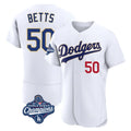 Los Angeles Dodgers #50 Mookie Betts Player Gold White CONTON World Series Meet 2026 Collection Stadium Limited Elite Stitched Jerseys