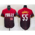 Philadelphia Phillies #55 Ranger Suarez Red CONTON 2024 City Player Number Cool Base Jerseys