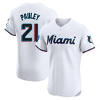 Miami Marlins #21 Graham Pauley Player White CONTON Home Limited Elite Stitched Jerseys