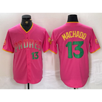San Diego Padres #13 Manny Machado Pink CONTON Cool Base Stitched Jerseys