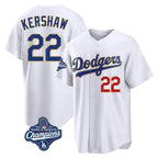 Los Angeles Dodgers #22 Clayton Kershaw Player Gold White CONTON World Series Meet 2026 Collection Stadium Limited Stitched Jerseys