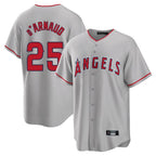 Los Angeles Angels #25 Travis d'Arnaud Player Gray CONTON Home Game Stitched Jerseys