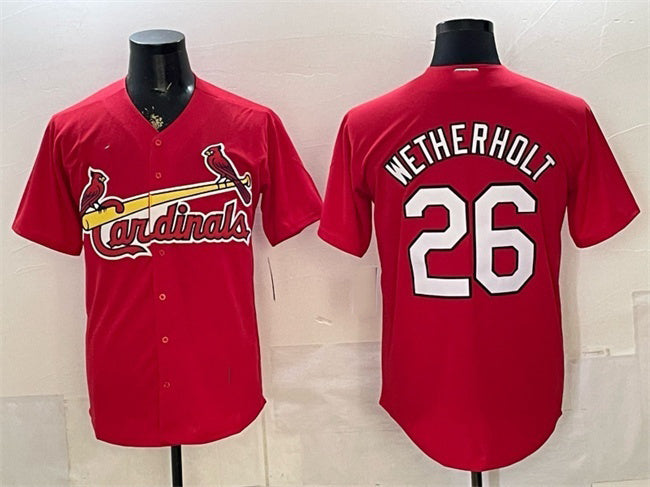 St. Louis Cardinals #26 JJ Wetherholt Red CONTON Cool Base Stitched Jersey