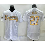 Atlanta Braves #27 Austin Riley White CONTON 2022 All Star Stitched Flex Base Jersey