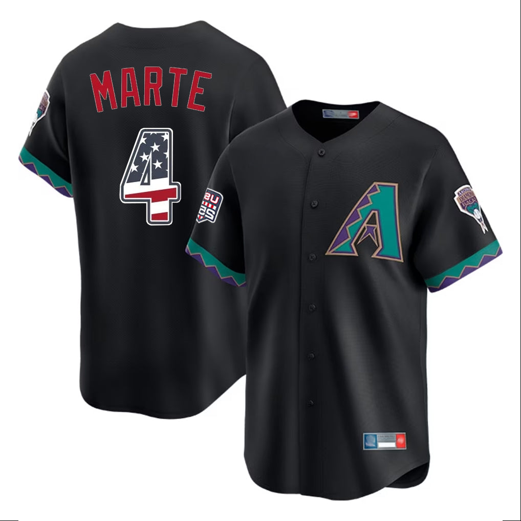 Arizona Diamondbacks #4 Ketel Marte Player Black CONTON USA 250 Fourth of July Home Game Stitched Jerseys