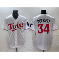 Minnesota Twins #34 Kirby Puckett White Red CONTON Stitched Cool Base Jersey