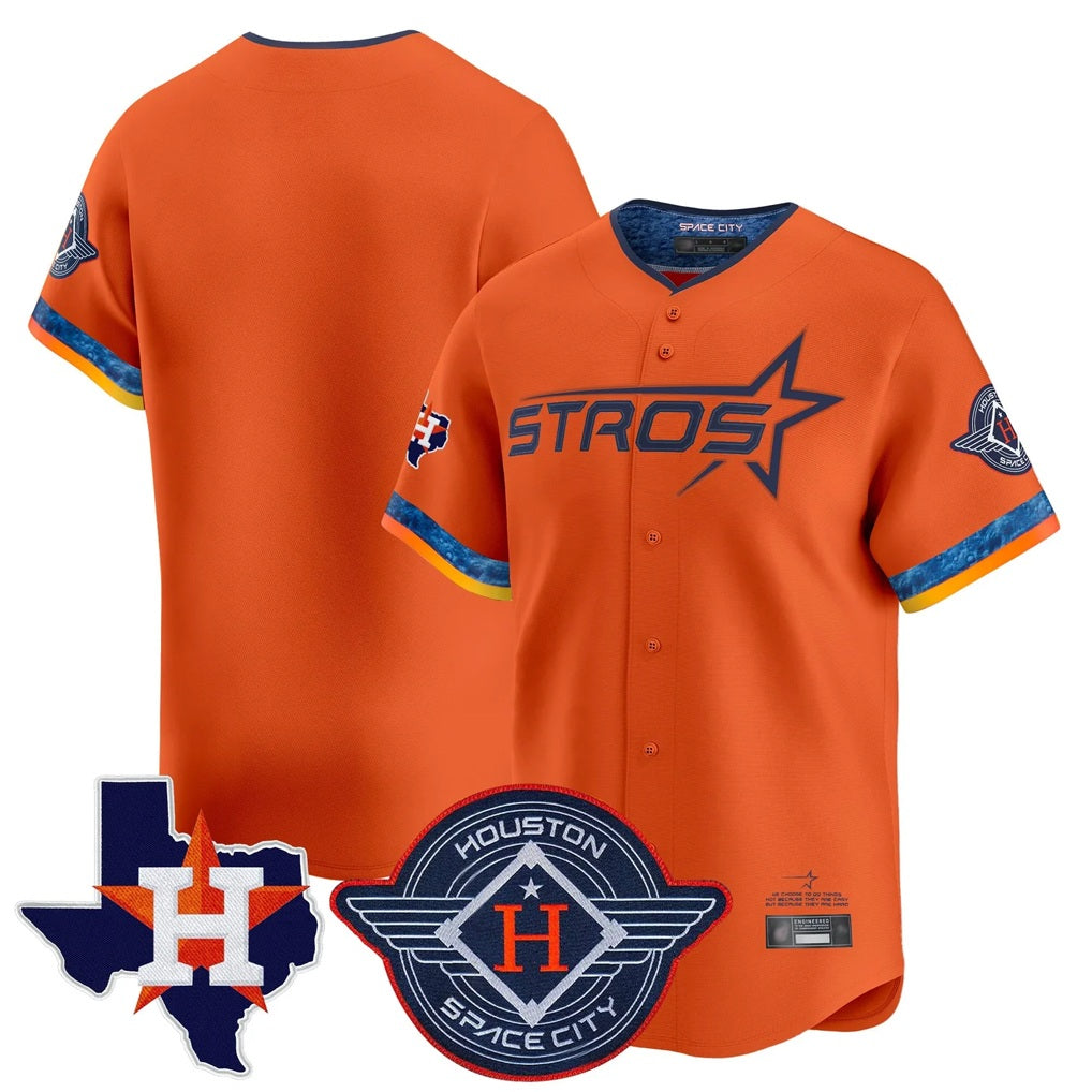 Houston Astros Blank Player Orange CONTON City Connect Texas Patch Vapor Premier Limited Home Stitched Jerseys